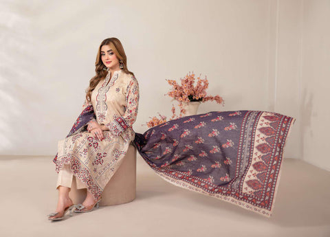 Mamora by Tawakkal Fabrics | Embroidered Digital Printed Lawn 3 Piece Unstitched Suit D-5
