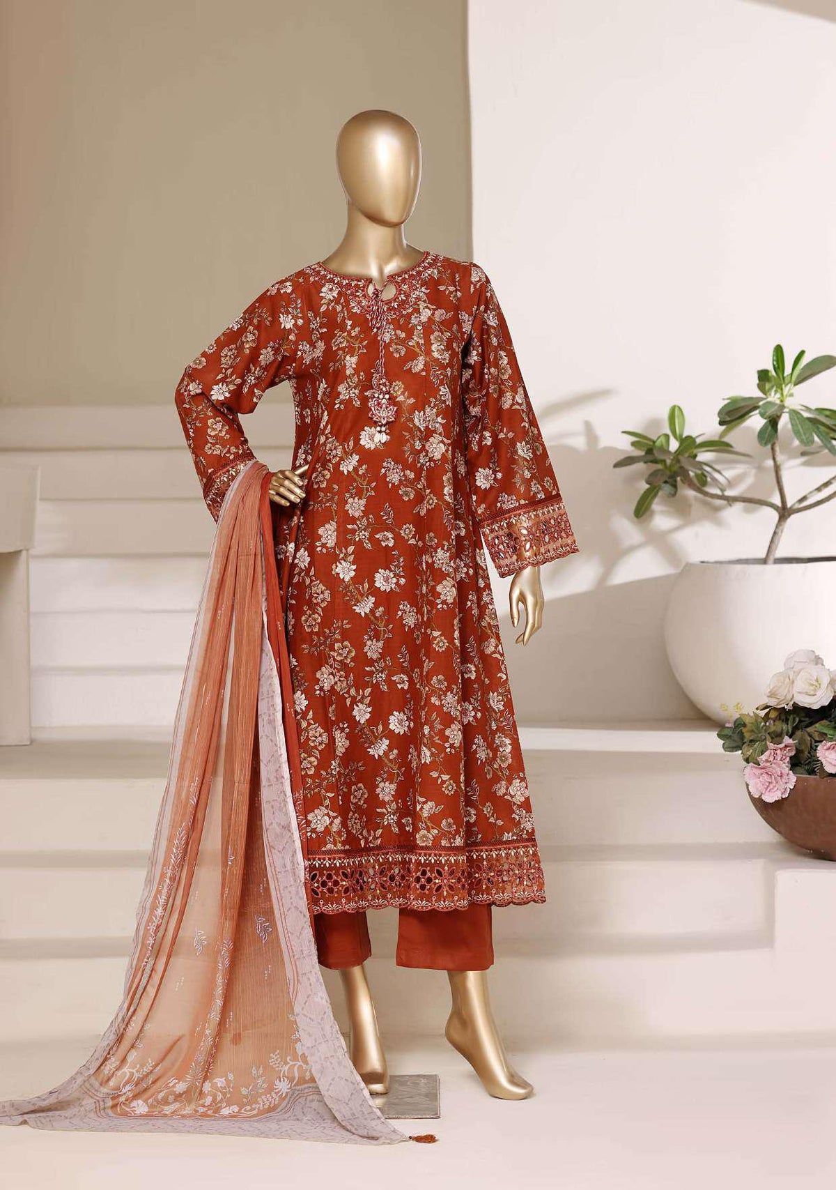 Sadabahar Peplum Embroidered Lawn Stitched 3 Piece Suit D-2