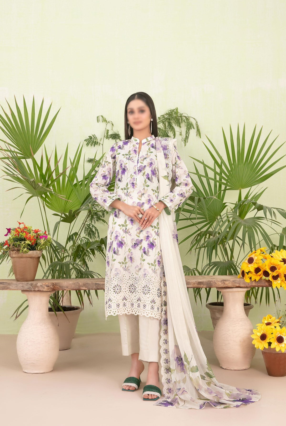 Erva Embroidered Lawn Digital Print By Tawakkal D-03