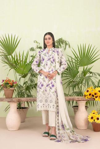 Erva Embroidered Lawn Digital Print By Tawakkal D-03