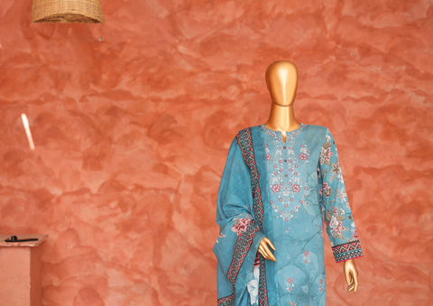 Elegant by HZ Textiles | Embroidered 3 Piece Unstitched Lawn Suit D-1