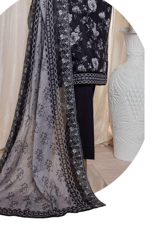 HZ Rimjhim Lawn Emb Cutwork Dupatta Coll"24 REC-124
