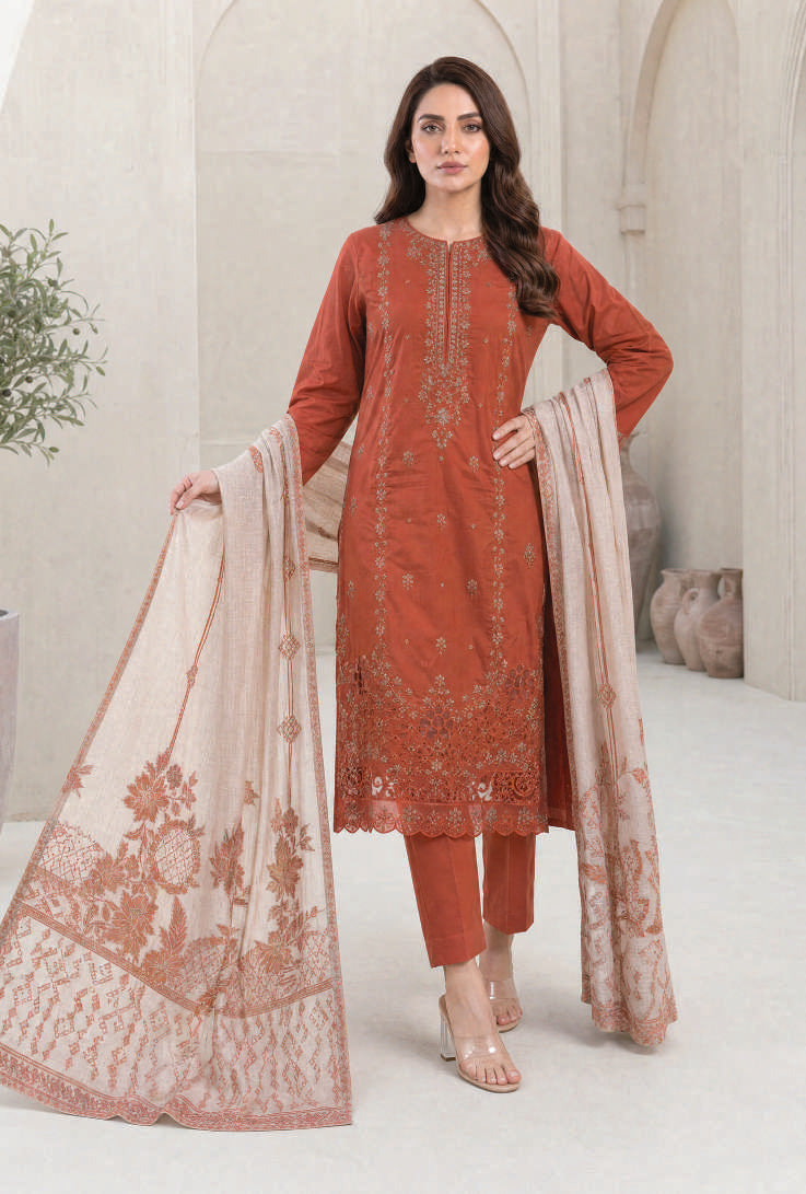MAHNEER by Tawakkal Fabrics | Embroidered Lawn 3 Piece Unstitched Suit D-4