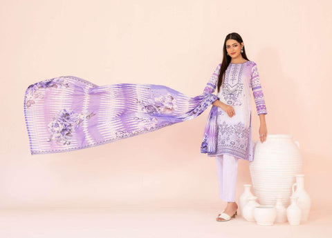Jahzara by Tawakkal Fabrics | Embroidered Digital Printed Lawn 3 Piece Unstitched Suit D-8