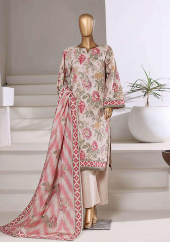 Sadabahar Printed Khaddar With Shimmer Ready To Wear 3Pc D-1