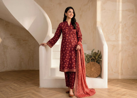 AREEMAN V1 by Shahid Tawakkal | Rotary Printed Lawn 3 Piece Stitched Suit D-1