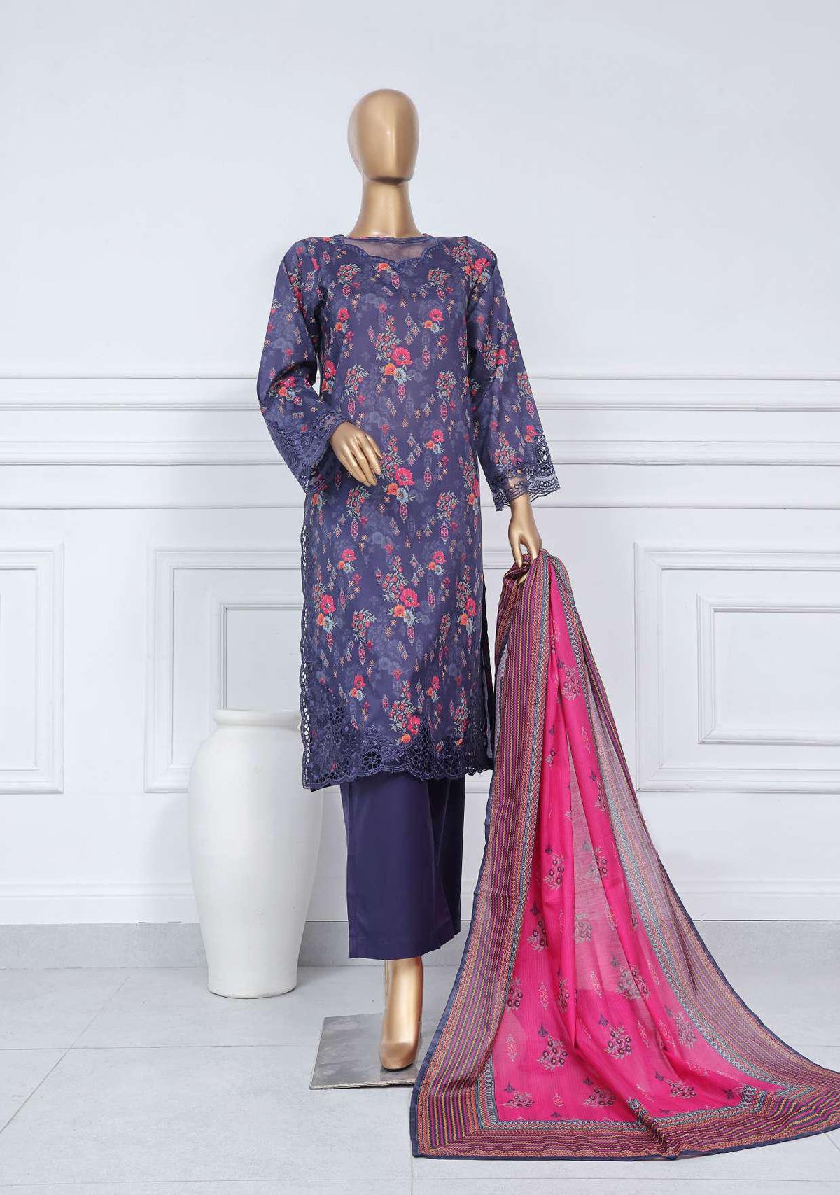 Luxury Cutwork Lawn 3 pcs Ready To Wear Coll-25 Vol-1  D-01