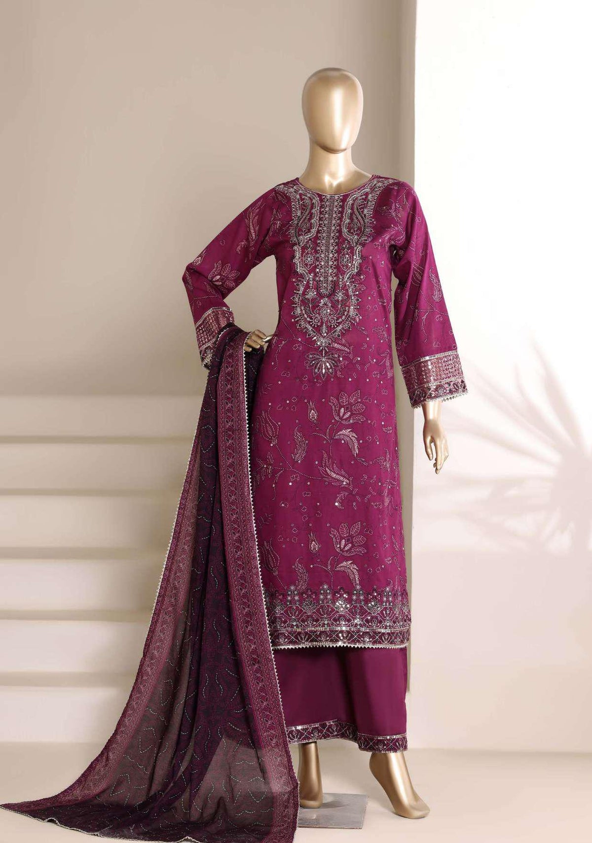 Regal by Sadabahar | Embroidered Festive 3 Piece Stitched Lawn Suit D-1