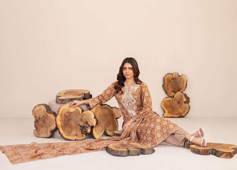 TYLA by Tawakkal Fabrics | Gala Embroidered Rotary Printed Lawn 3 Piece Unstitched Suit D-8