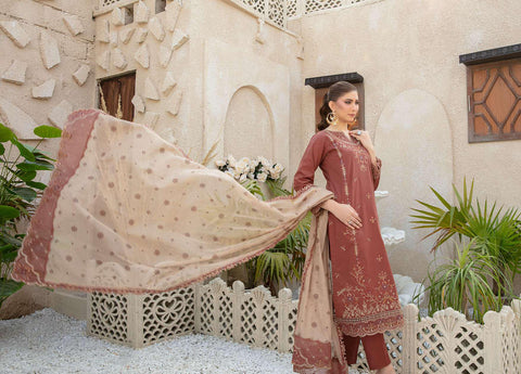 MALA by Shahid Tawakkal | Fancy Embroidered Lawn 3 Piece Unstitched Suit D-5