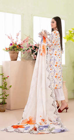 Erva Embroidered Lawn Digital Print By Tawakkal D-04