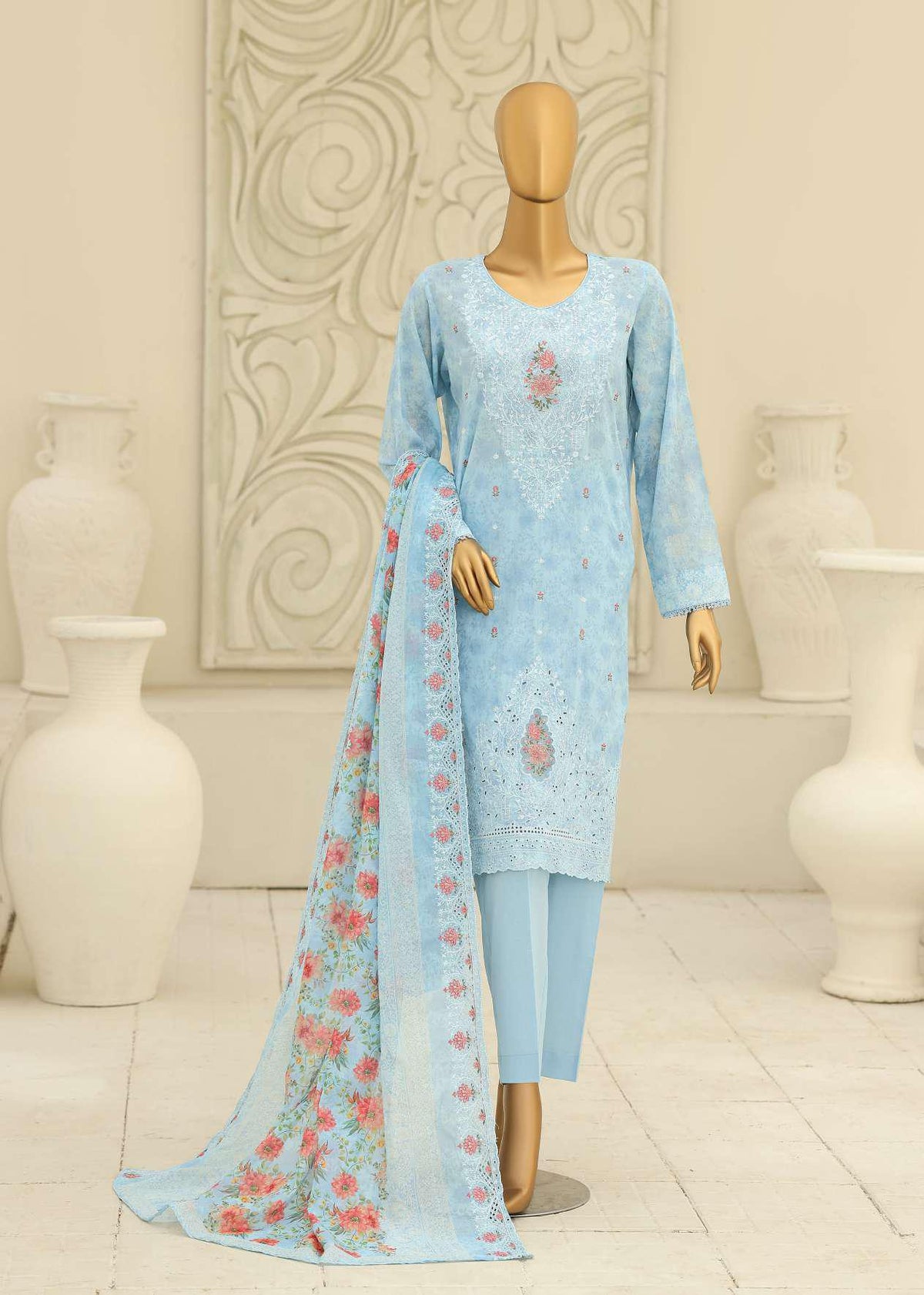 Premium Signature by HZ Textiles | Embroidered 3 Piece Unstitched Lawn Suit D-1