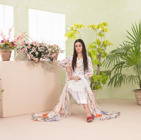 Erva Embroidered Lawn Digital Print By Tawakkal D-04