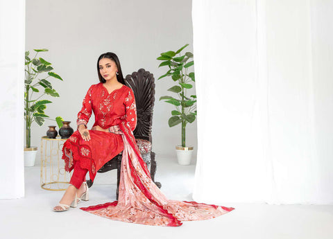Teyana by Tawakkal Fabrics | Embroidered Digital Printed Lawn 3 Piece Unstitched Suit D-5