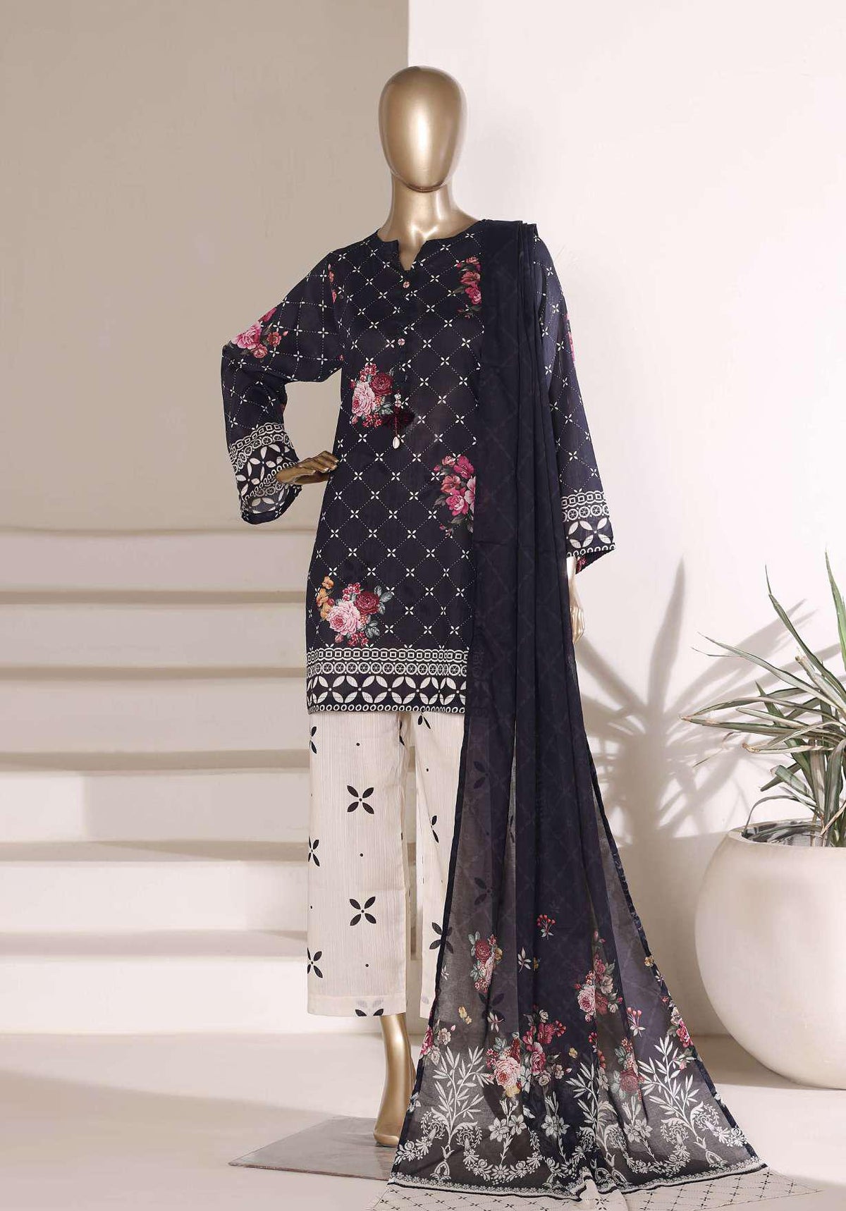 Sadabahar Vol-07 | Printed Lawn 3 Piece Stitched Suit D-2