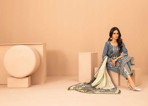 Lillia by Shahid Tawakkal | Fancy Embroidered Lawn 3 Piece Unstitched Suit D-5