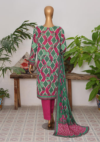 HZ Vital Prints Slub Lawn Dupatta  D-07