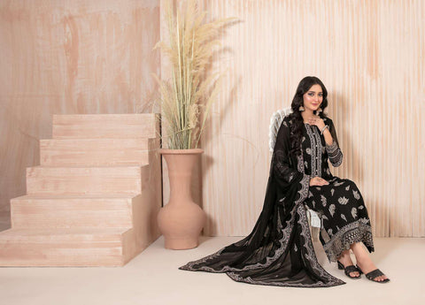 Lashkara by Tawakkal Fabrics | Fancy Embroidered Chiffon 3 Piece Semi-Stitched Suit D-3