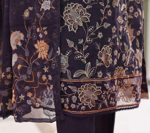 HZ Textiles – Mehak Slub Lawn Embroidered Collection Vol-02 D-1