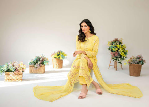 Amberea by Tawakkal Fabrics | Fancy Embroidered Lawn 3 Piece Unstitched Suit D-7