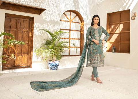 VERANDA by Shahid Tawakkal | Embroidered Digital Printed Lawn 3 Piece Unstitched Suit D-4
