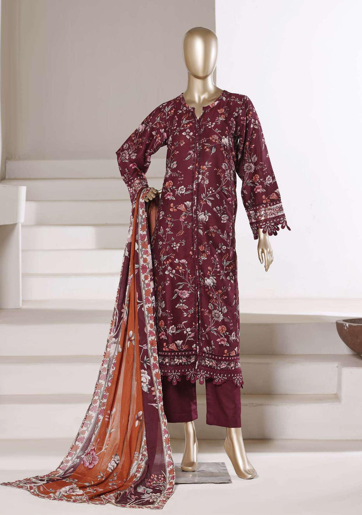 Sadabahar Festive Embroidered Lawn Stitched 3 Piece Suit D-2