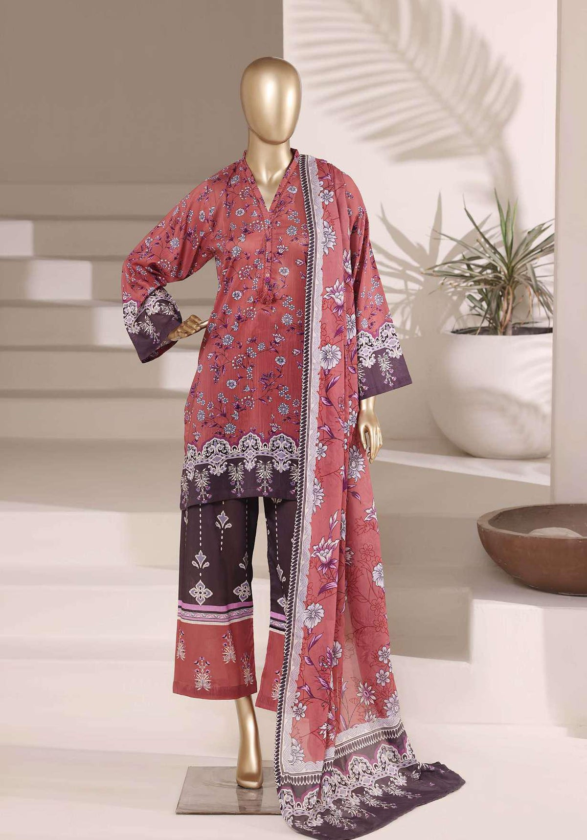 Sadabahar Vol-08 | Printed Lawn 3 Piece Stitched Suit D-2