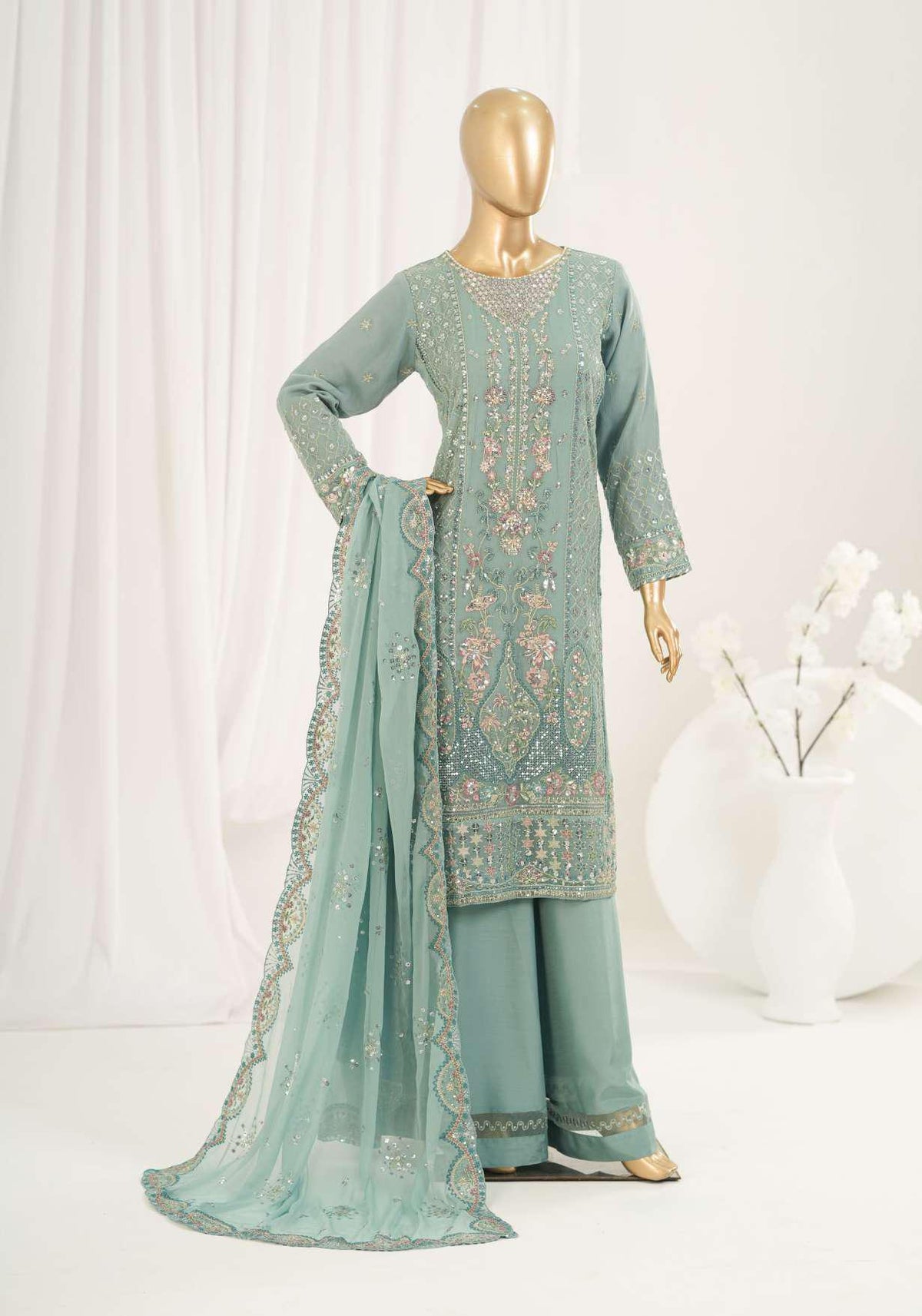 Afsanay by Sadabahar Embroidered Chiffon Stitched 3 Piece Suit D-5