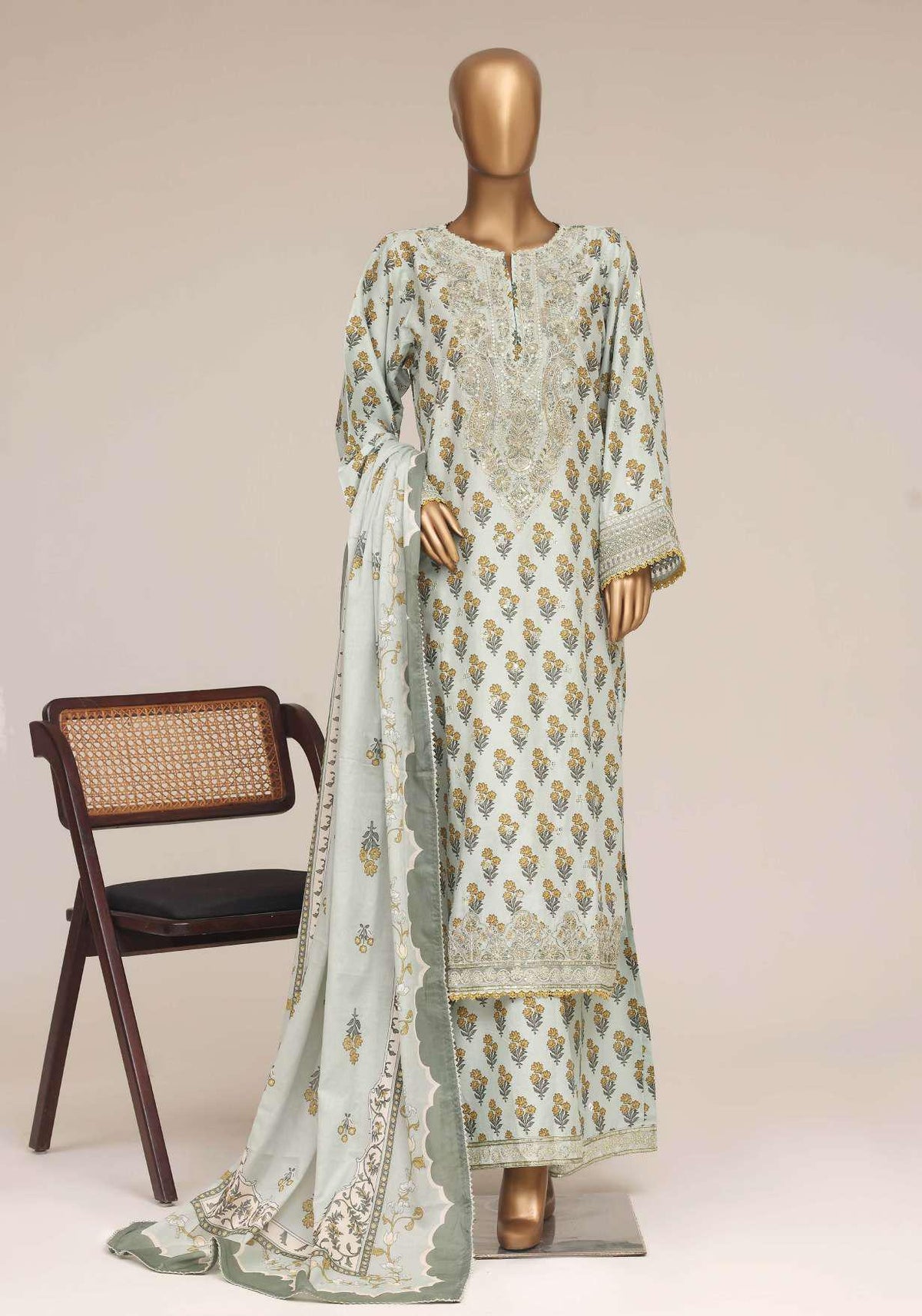 Malika by Sadabahar Vol-4 | Festive Embroidered Lawn 3 Piece Stitched Suit D-5