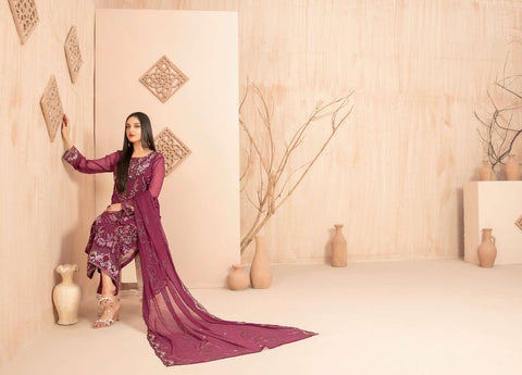Afsanay by Tawakkal Fabrics | Fancy Embroidered Chiffon 3 Piece Unstitched Suit D-2