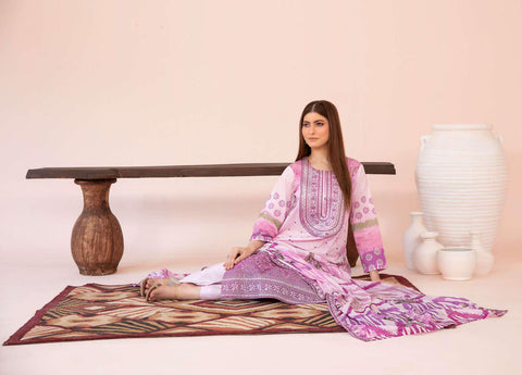 Jahzara by Tawakkal Fabrics | Embroidered Digital Printed Lawn 3 Piece Unstitched Suit D-7