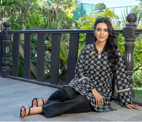 KIRAZ Un-Stitched Schiffli Jaal Emb Slub Lawn D-2027