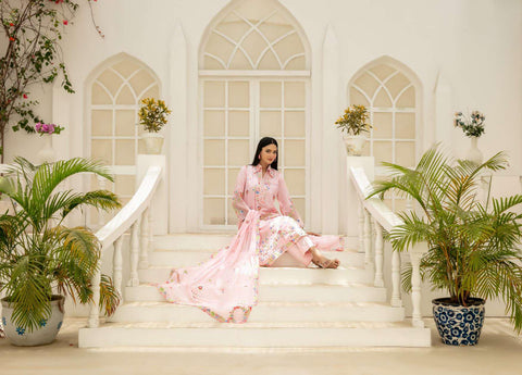 Elisol by Tawakkal Fabrics | Fancy Embroidered Slub Lawn 3 Piece Semi-Stitched Suit D-1