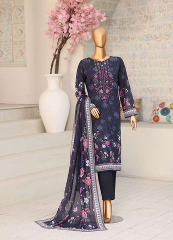 Premium Daily Wear by HZ Textiles Vol-5 | Embroidered Lawn 3 Piece Unstitched Suit D-8