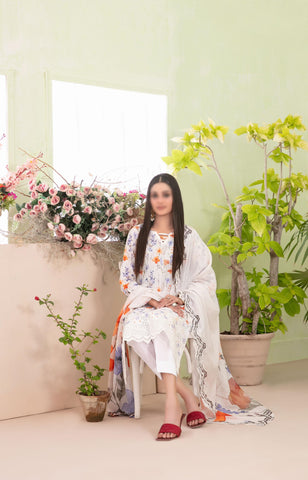 Erva Embroidered Lawn Digital Print By Tawakkal D-04