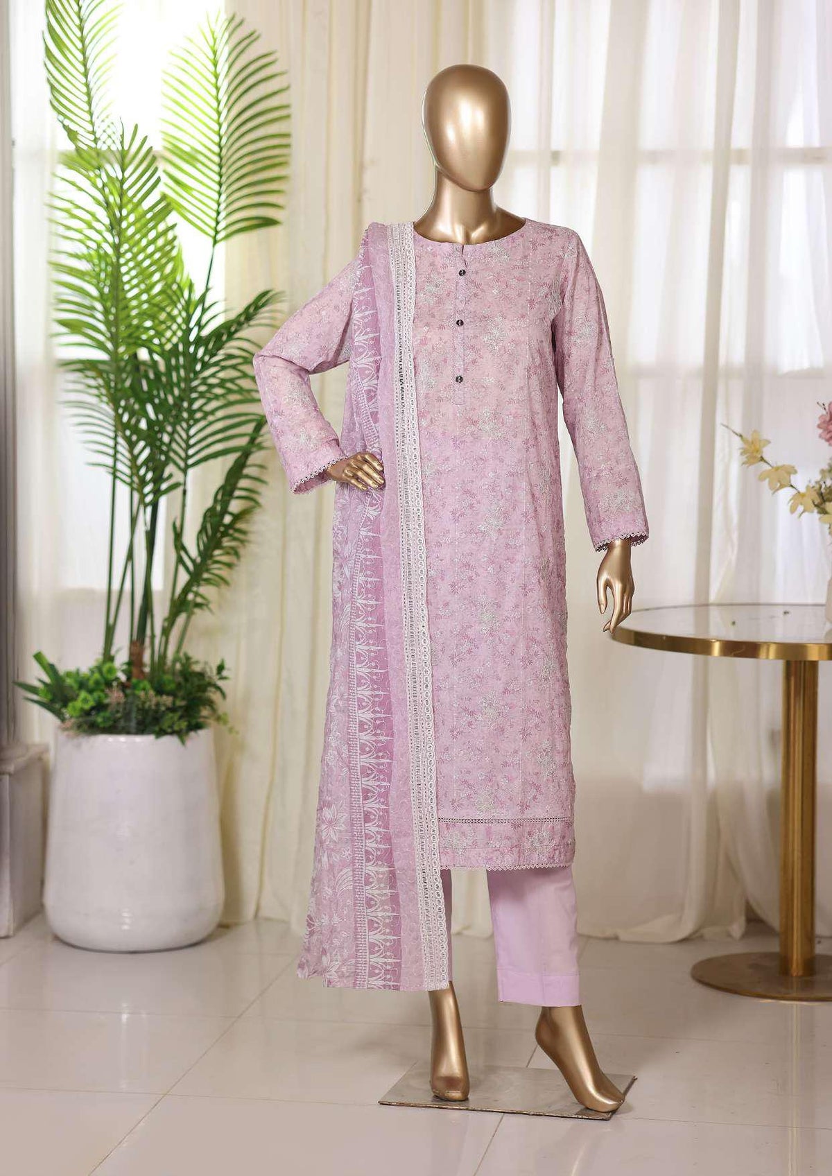 Dhagakari by HZ Textiles | Embroidered 3 Piece Unstitched Lawn Suit D-1