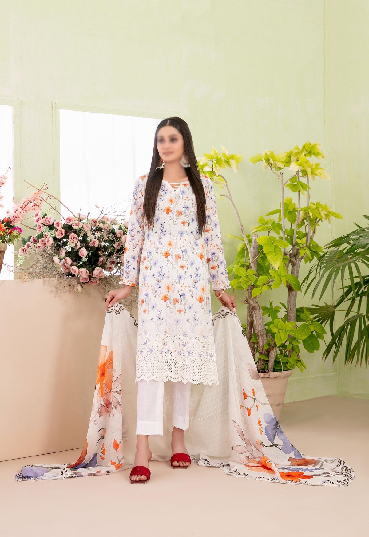 Erva Embroidered Lawn Digital Print By Tawakkal D-04