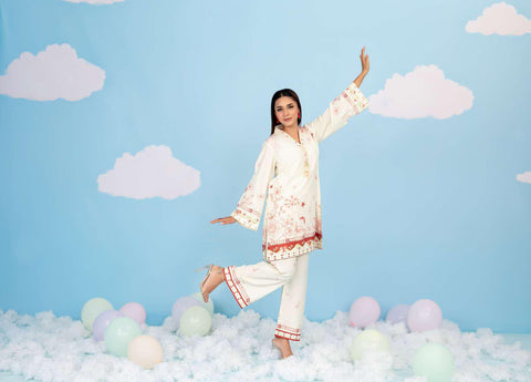 CLOUDS 2 Piece Stitched Printed Crepe Suit D-3