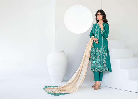 Abdar by Tawakkal | Embroidered Lawn 3 Piece Unstitched Suit D-4