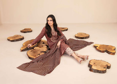 TYLA by Tawakkal Fabrics | Gala Embroidered Rotary Printed Lawn 3 Piece Unstitched Suit D-7