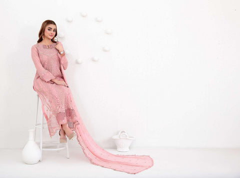 SATORI by Tawakkal Fabrics | Fancy Embroidered Chiffon 3 Piece Semi-Stitched Suit D-1