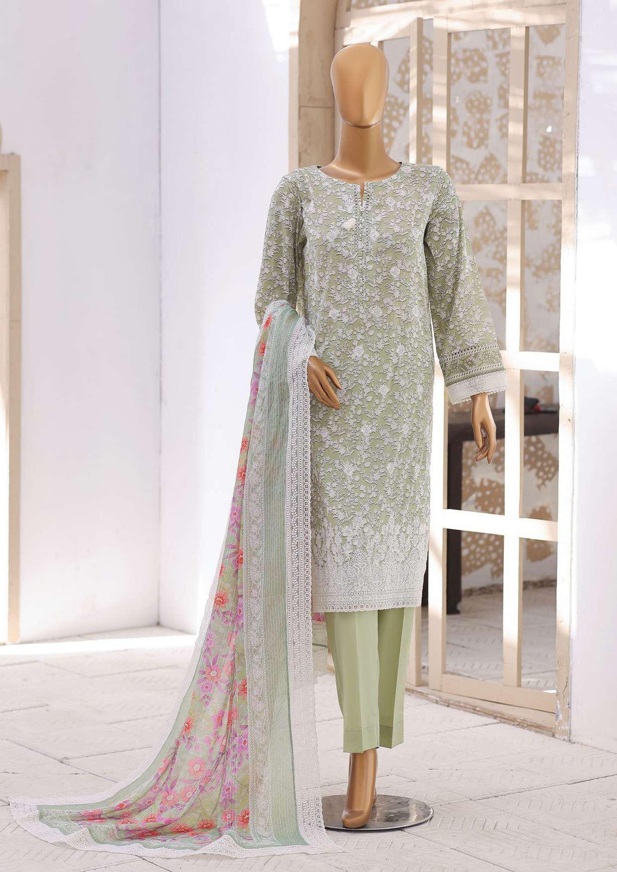 Nakshkari by HZ Textiles | Embroidered Lawn 3 Piece Unstitched Suit D-1