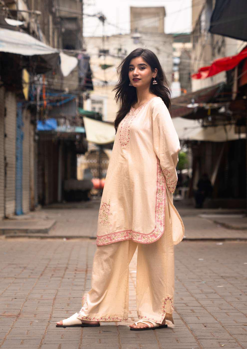 ANDAAZ 2 Piece Stitched Embroidered Textured Naps Cotton Suit D-1