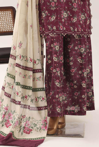 Malika by Sadabahar | Festive Embroidered Lawn 3 Piece Stitched Suit D-2