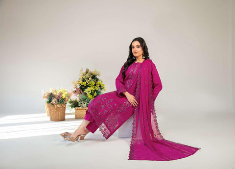 Amberea by Tawakkal Fabrics | Fancy Embroidered Lawn 3 Piece Unstitched Suit D-6