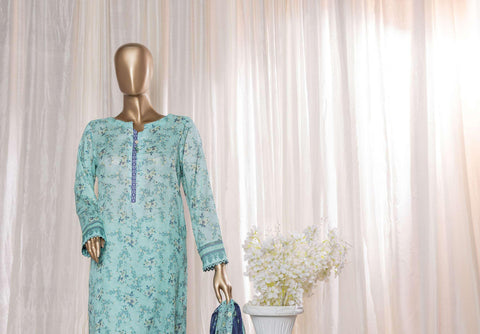 HZ Rimjhim Lawn Emb Cutwork Dupatta Coll"24 REC-129