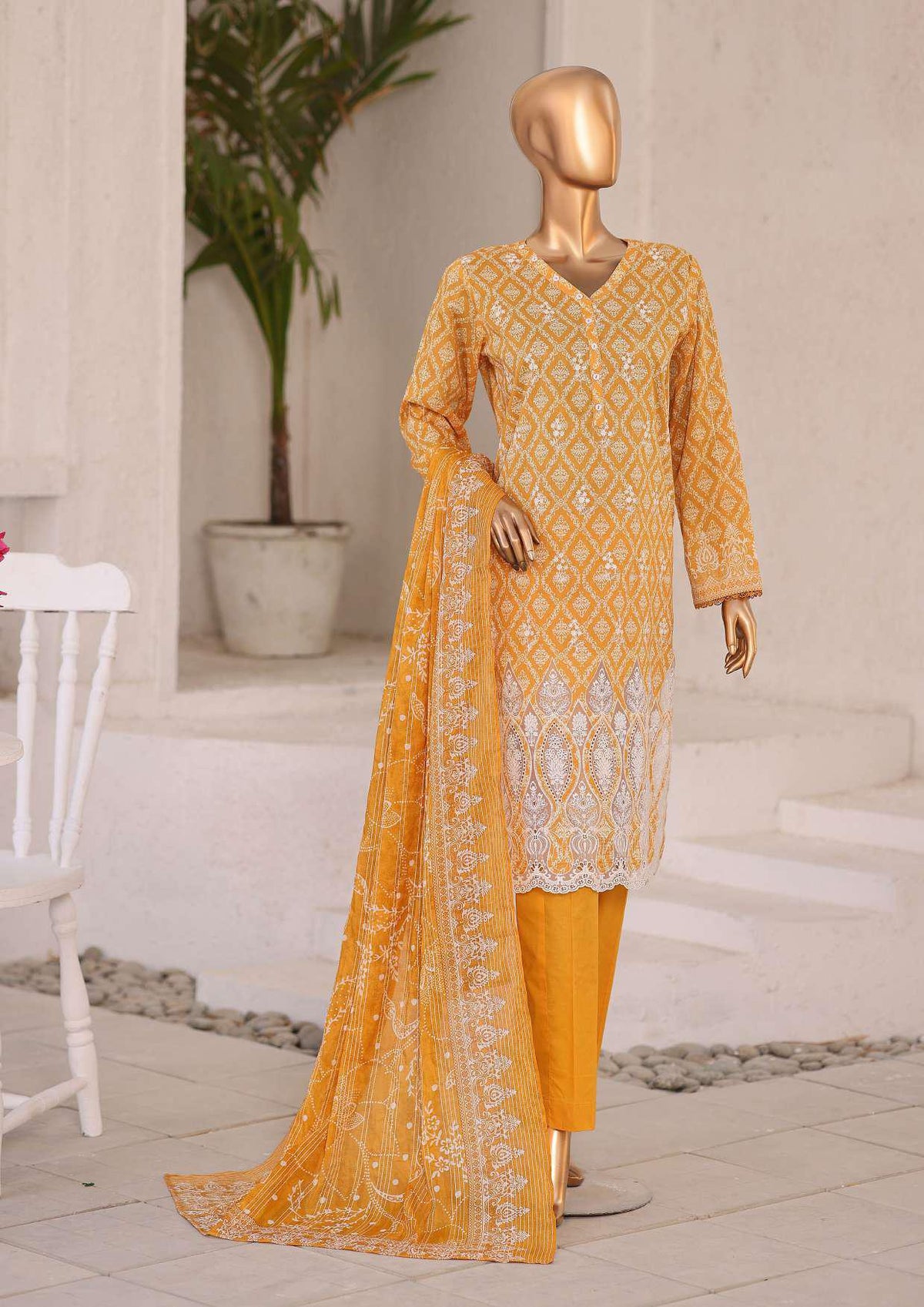 Nakshkari by HZ Textiles | Embroidered Lawn 3 Piece Unstitched Suit D-1