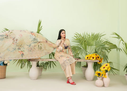 Erva Embroidered Lawn Digital Print By Tawakkal D-05