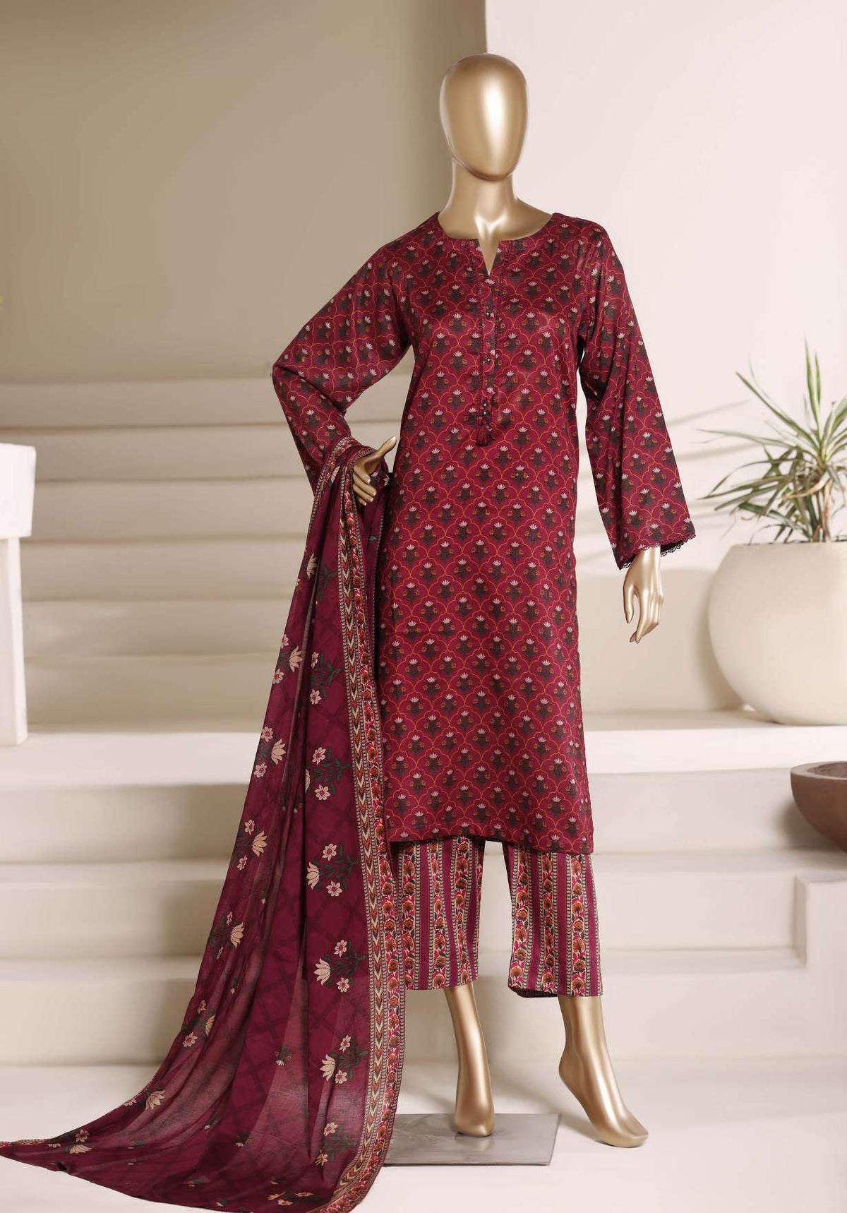 Sadabahar Luxury Lawn | Printed 3 Piece Stitched Suit D-2