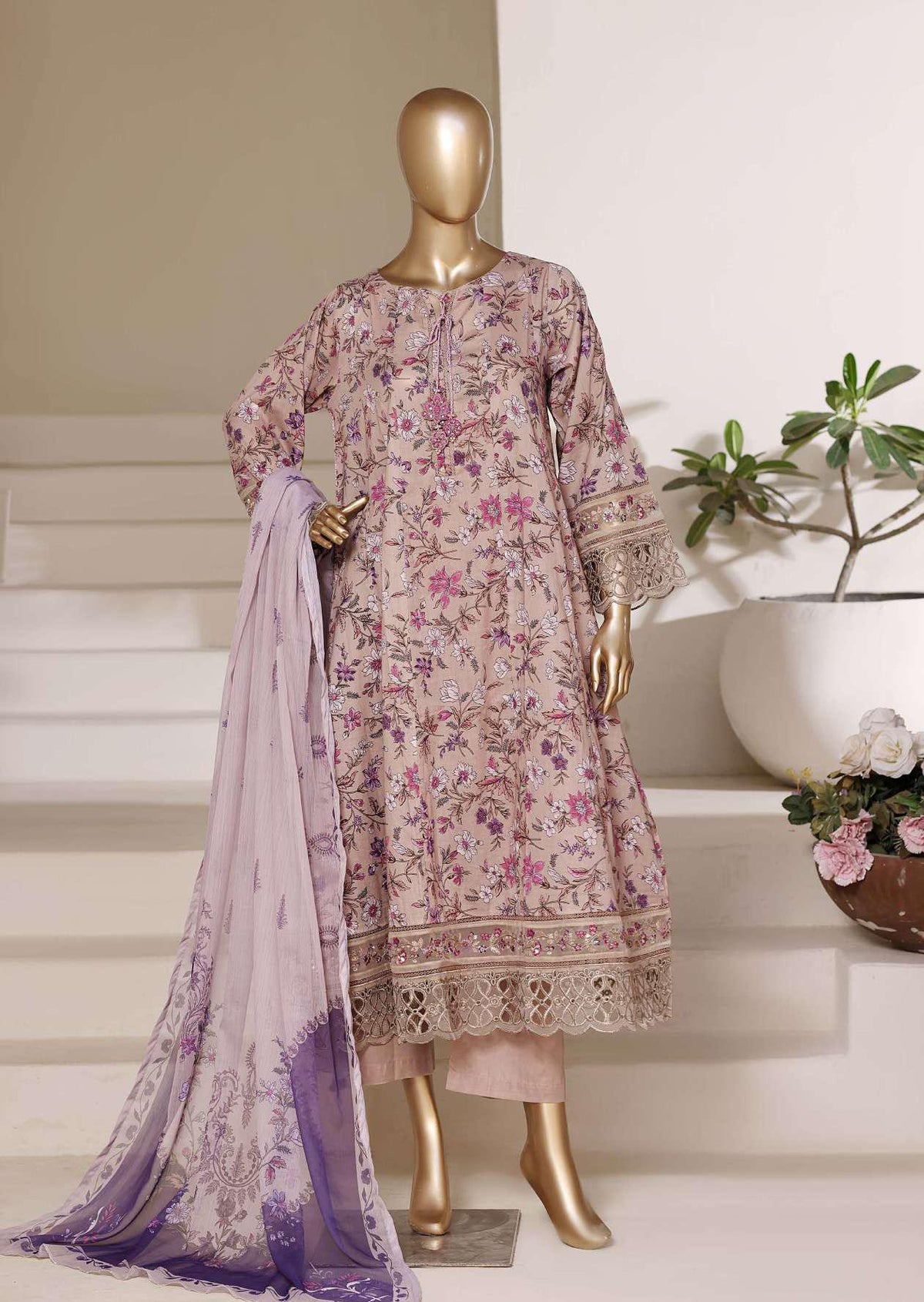 Sadabahar Peplum Embroidered Lawn Stitched 3 Piece Suit D-3